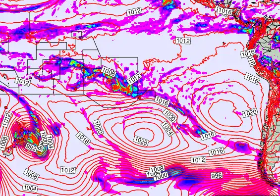 South Pacific forecast chart for Wednesday, December 3rd, 2025 at 12:00 PM