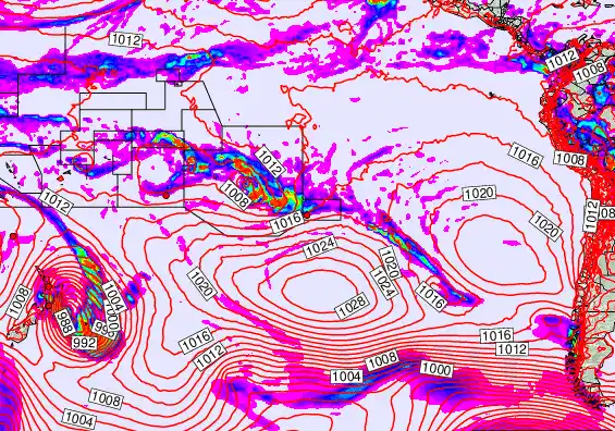 South Pacific forecast chart for Wednesday, December 3rd, 2025 at 6:00 PM