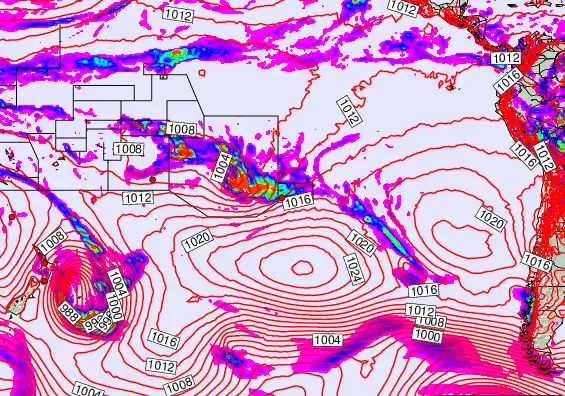 South Pacific forecast chart for Thursday, December 4th, 2025 at 12:00 AM