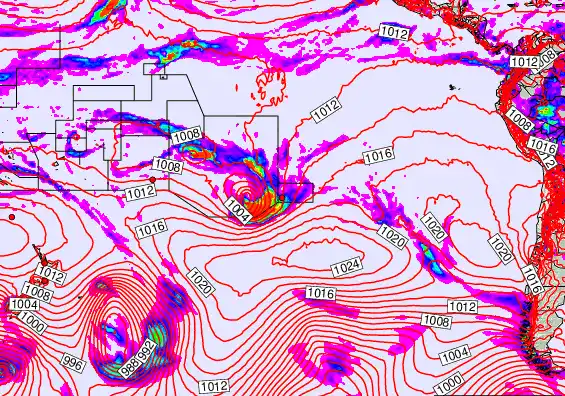 South Pacific forecast chart for Friday, December 5th, 2025 at 12:00 AM