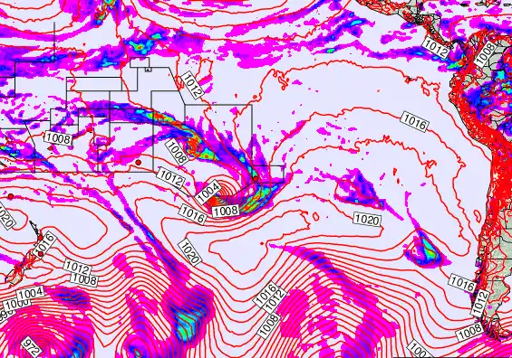 South Pacific forecast chart for Friday, December 5th, 2025 at 6:00 PM