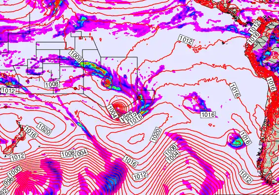 South Pacific forecast chart for Saturday, December 6th, 2025 at 12:00 AM