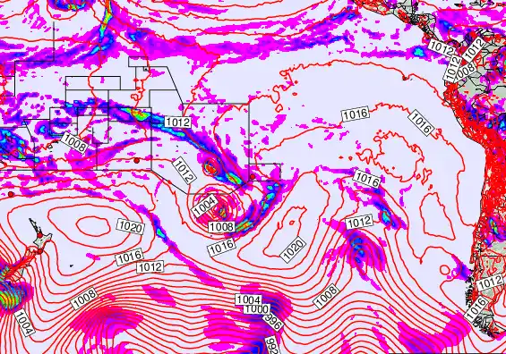 South Pacific forecast chart for Saturday, December 6th, 2025 at 6:00 PM