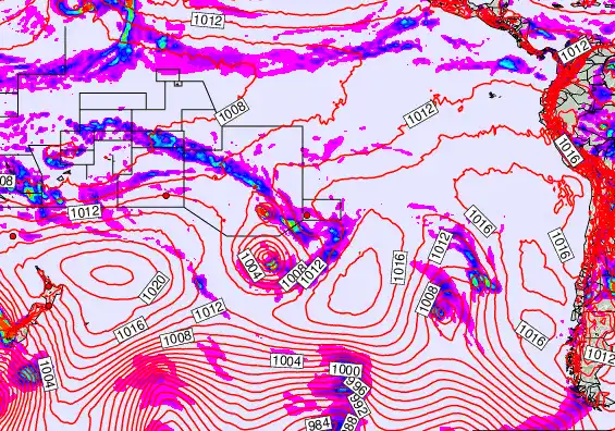 South Pacific forecast chart for Sunday, December 7th, 2025 at 12:00 AM