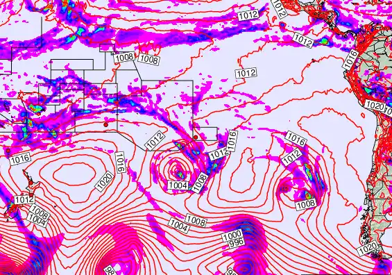 South Pacific forecast chart for Sunday, December 7th, 2025 at 12:00 PM