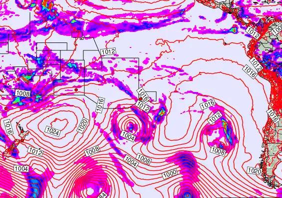 South Pacific forecast chart for Sunday, December 7th, 2025 at 6:00 PM