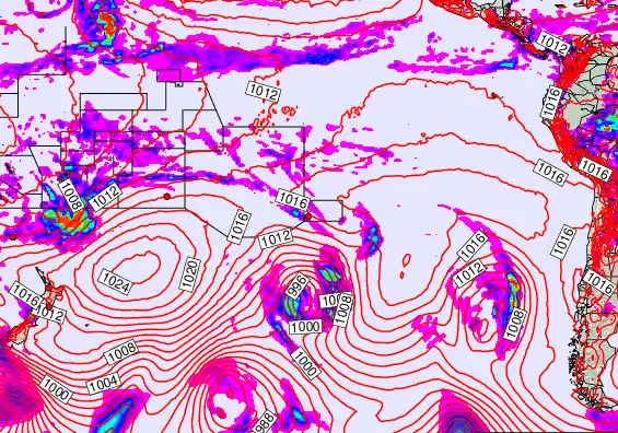 South Pacific forecast chart for Monday, December 8th, 2025 at 6:00 AM