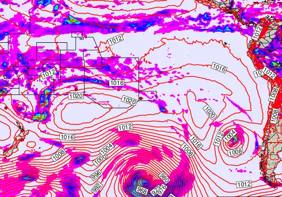 South Pacific forecast chart for Tuesday, December 9th, 2025 at 6:00 PM