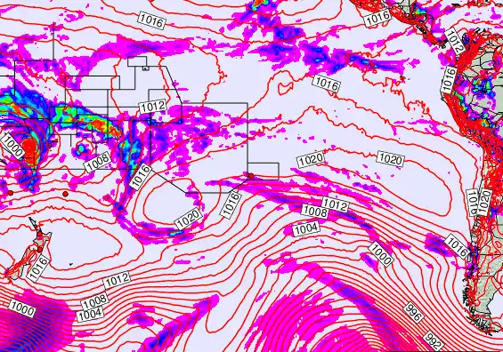 South Pacific forecast chart for Wednesday, January 28th, 2026 at 6:00 AM