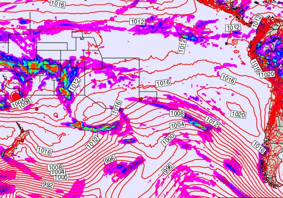 South Pacific forecast chart for Thursday, January 29th, 2026 at 12:00 AM