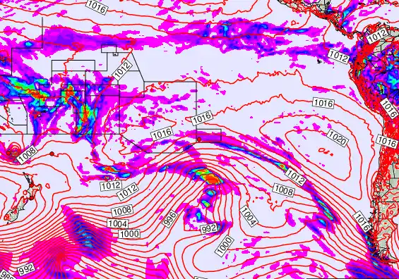 South Pacific forecast chart for Thursday, January 29th, 2026 at 6:00 PM