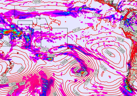 South Pacific forecast chart for Friday, January 30th, 2026 at 12:00 PM