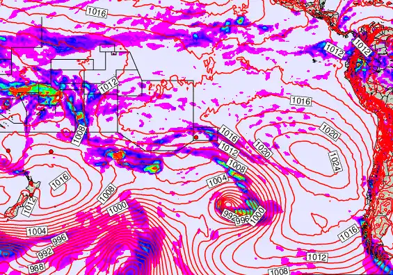 South Pacific forecast chart for Friday, January 30th, 2026 at 6:00 PM