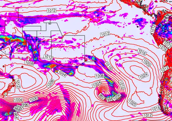 South Pacific forecast chart for Saturday, January 31st, 2026 at 12:00 AM