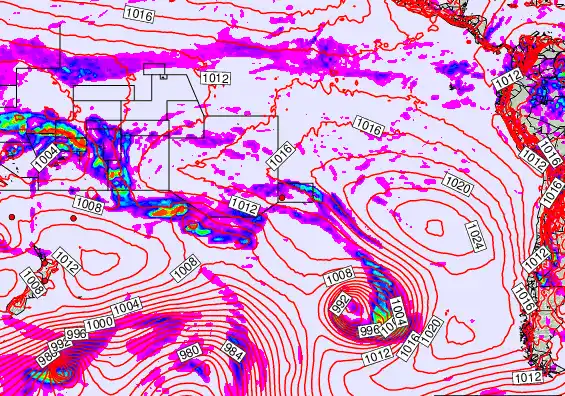 South Pacific forecast chart for Saturday, January 31st, 2026 at 6:00 AM