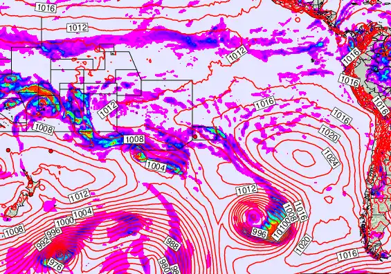 South Pacific forecast chart for Saturday, January 31st, 2026 at 12:00 PM