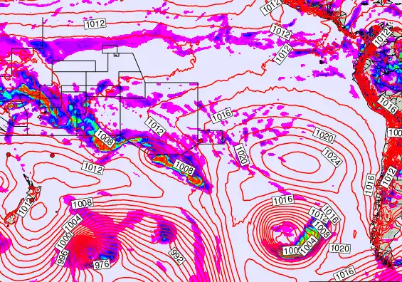 South Pacific forecast chart for Sunday, February 1st, 2026 at 12:00 AM