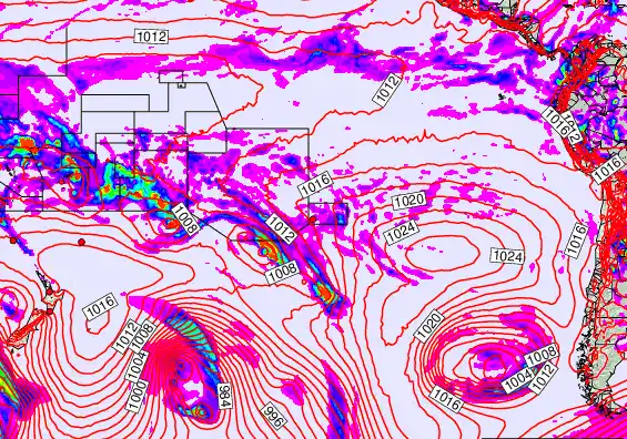 South Pacific forecast chart for Sunday, February 1st, 2026 at 12:00 PM