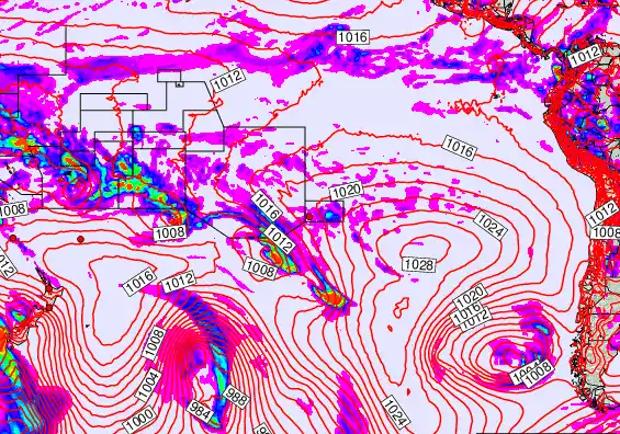 South Pacific forecast chart for Sunday, February 1st, 2026 at 6:00 PM