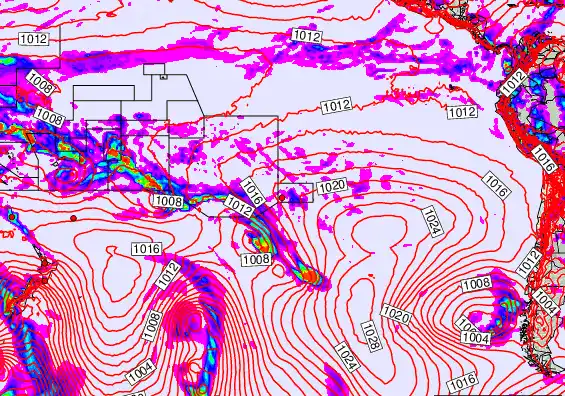 South Pacific forecast chart for Monday, February 2nd, 2026 at 12:00 AM
