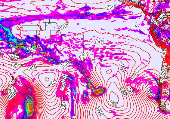 South Pacific forecast chart for Monday, February 2nd, 2026 at 6:00 PM