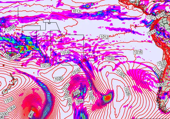 South Pacific forecast chart for Tuesday, February 3rd, 2026 at 12:00 PM