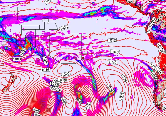 South Pacific forecast chart for Wednesday, February 4th, 2026 at 12:00 AM