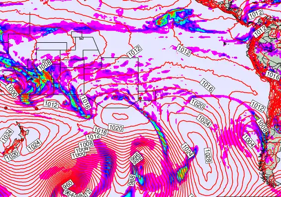 South Pacific forecast chart for Wednesday, February 4th, 2026 at 6:00 AM