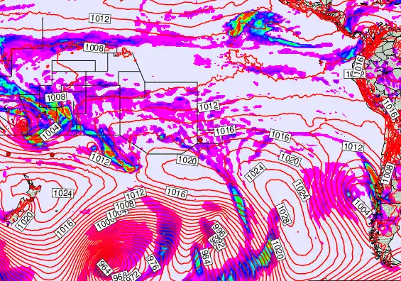 South Pacific forecast chart for Wednesday, February 4th, 2026 at 12:00 PM