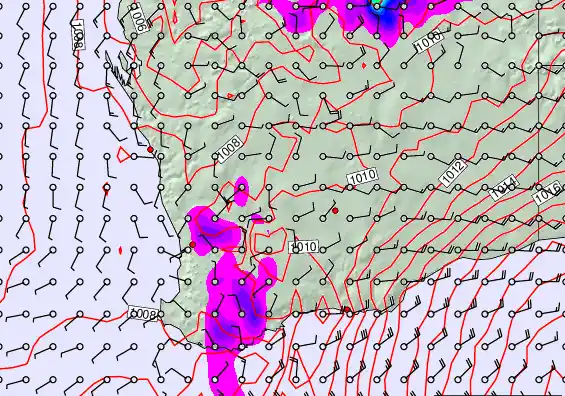 Perth forecast chart for Monday, December 15th, 2025 at 12:00 PM