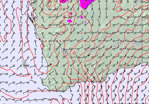 Perth forecast chart for Monday, December 15th, 2025 at 6:00 PM