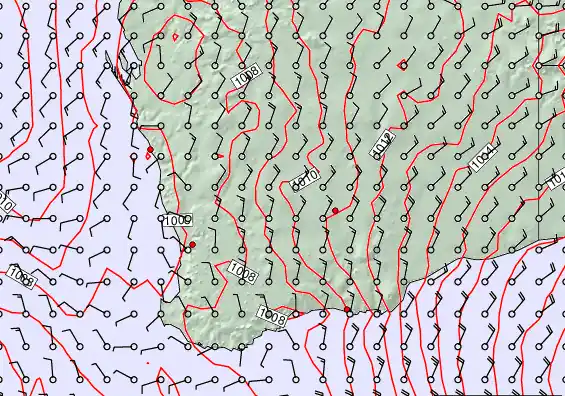 Perth forecast chart for Tuesday, December 16th, 2025 at 12:00 AM