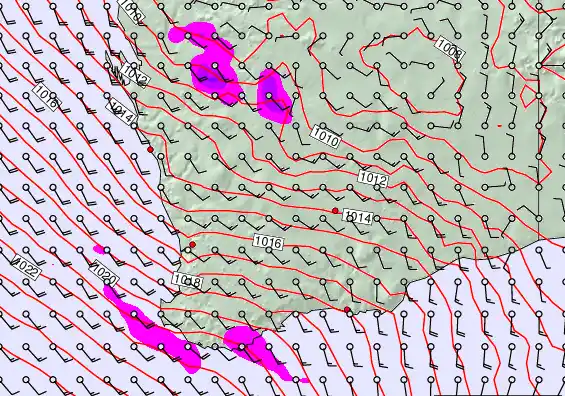 Perth forecast chart for Thursday, December 18th, 2025 at 12:00 AM