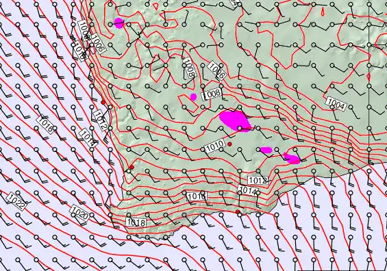 Perth forecast chart for Thursday, December 18th, 2025 at 6:00 AM