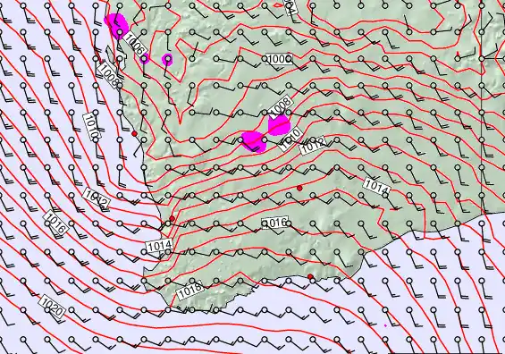 Perth forecast chart for Thursday, December 18th, 2025 at 6:00 PM