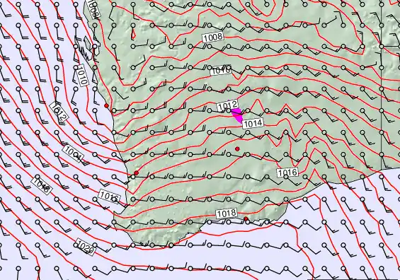 Perth forecast chart for Friday, December 19th, 2025 at 12:00 AM
