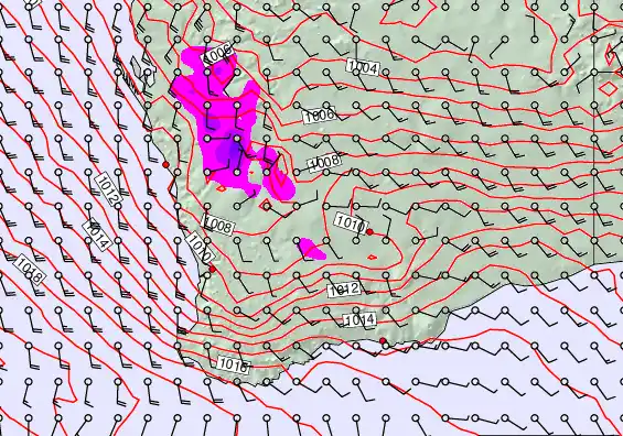 Perth forecast chart for Friday, December 19th, 2025 at 12:00 PM