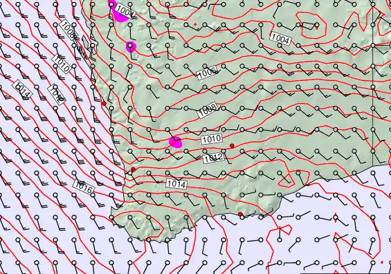 Perth forecast chart for Friday, December 19th, 2025 at 6:00 PM