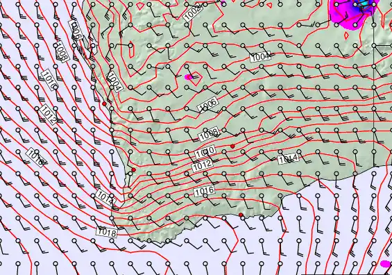Perth forecast chart for Saturday, December 20th, 2025 at 12:00 PM