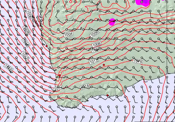 Perth forecast chart for Saturday, December 20th, 2025 at 6:00 PM