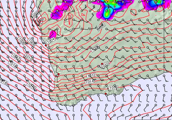 Perth forecast chart for Sunday, December 21st, 2025 at 12:00 PM