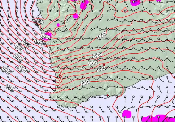 Perth forecast chart for Sunday, December 21st, 2025 at 6:00 PM
