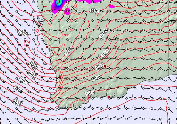 Perth forecast chart for Monday, December 22nd, 2025 at 6:00 PM