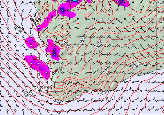 Perth forecast chart for Tuesday, December 23rd, 2025 at 12:00 PM