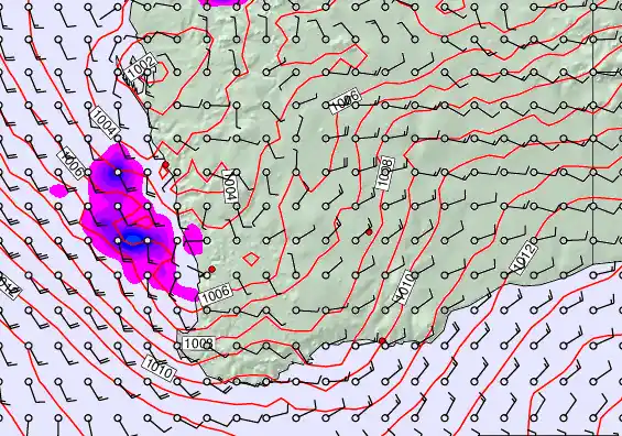 Perth forecast chart for Tuesday, December 23rd, 2025 at 6:00 PM