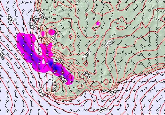 Perth forecast chart for Wednesday, December 24th, 2025 at 6:00 AM