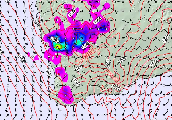 Perth forecast chart for Wednesday, December 24th, 2025 at 12:00 PM