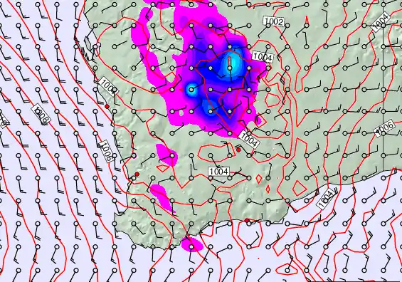Perth forecast chart for Wednesday, December 24th, 2025 at 6:00 PM