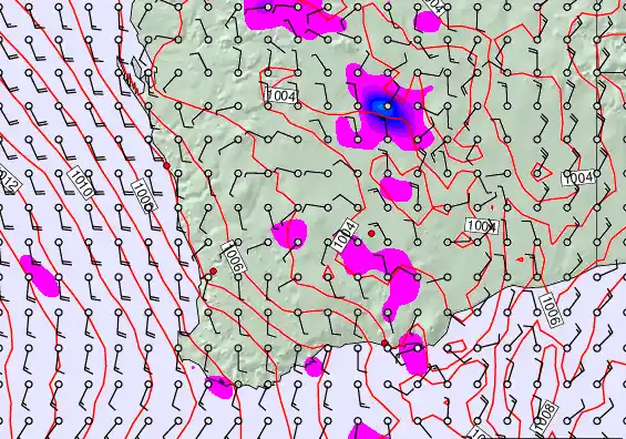 Perth forecast chart for Thursday, December 25th, 2025 at 12:00 AM