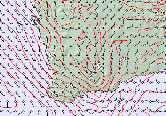 Perth forecast chart for Saturday, January 3rd, 2026 at 12:00 AM